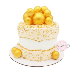 کیک تولد توپ توپی طلایی
