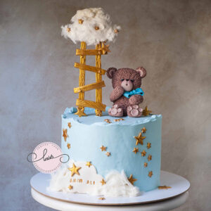 DSfgffggC0024 copy 300x300 - کیک خرسی Teddy bear آبی خامه ای